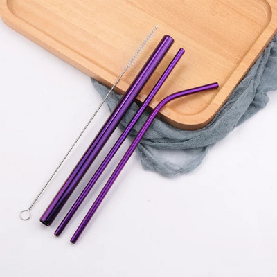 304 nerūdijančio plieno šiaudeliai Daugkartiniai metaliniai gėrimo šiaudeliai su švaresniu šepečių rinkiniu Ekologiški šiaudeliai kokteilių baro priedui