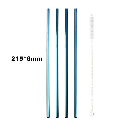 Επαναχρησιμοποιήσιμα μεταλλικά καλαμάκια πόσιμου 304 από ανοξείδωτο ατσάλι ανθεκτικό λυγισμένο ίσιο καλαμάκι πόσιμου με αξεσουάρ πάρτι με πινέλο καθαρισμού