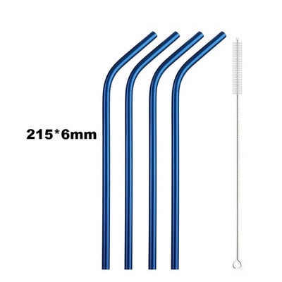 Επαναχρησιμοποιήσιμα μεταλλικά καλαμάκια πόσιμου 304 από ανοξείδωτο ατσάλι ανθεκτικό λυγισμένο ίσιο καλαμάκι πόσιμου με αξεσουάρ πάρτι με πινέλο καθαρισμού