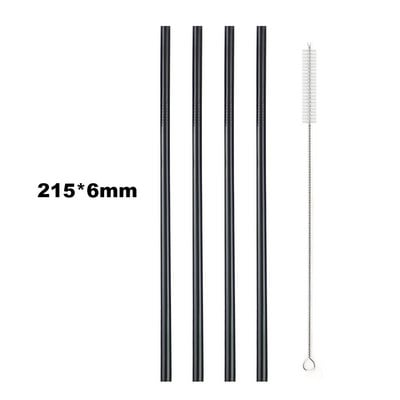 Επαναχρησιμοποιήσιμα μεταλλικά καλαμάκια πόσιμου 304 από ανοξείδωτο ατσάλι ανθεκτικό λυγισμένο ίσιο καλαμάκι πόσιμου με αξεσουάρ πάρτι με πινέλο καθαρισμού
