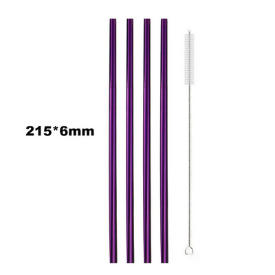 Επαναχρησιμοποιήσιμα μεταλλικά καλαμάκια πόσιμου 304 από ανοξείδωτο ατσάλι ανθεκτικό λυγισμένο ίσιο καλαμάκι πόσιμου με αξεσουάρ πάρτι με πινέλο καθαρισμού