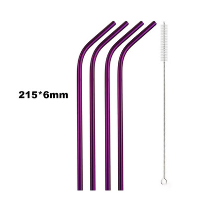 Επαναχρησιμοποιήσιμα μεταλλικά καλαμάκια πόσιμου 304 από ανοξείδωτο ατσάλι ανθεκτικό λυγισμένο ίσιο καλαμάκι πόσιμου με αξεσουάρ πάρτι με πινέλο καθαρισμού