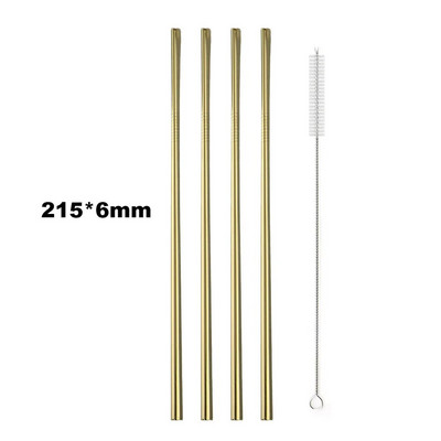 Επαναχρησιμοποιήσιμα μεταλλικά καλαμάκια πόσιμου 304 από ανοξείδωτο ατσάλι ανθεκτικό λυγισμένο ίσιο καλαμάκι πόσιμου με αξεσουάρ πάρτι με πινέλο καθαρισμού