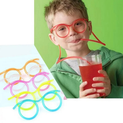 Ψάθινα ποτήρια Αστεία μαλακά ποτήρια από PVC Ευέλικτα καλαμάκια πόσιμου παιδικά πάρτι Προμήθειες μπαρ Δημιουργικότητα παιχνίδι δώρο για παιδιά