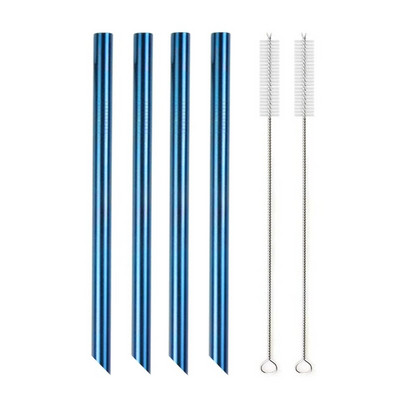 Dideli, platūs daugkartinio naudojimo metaliniai kokteilių šiaudeliai, daugkartinio naudojimo, ekologiški 304 nerūdijančio plieno Boba burbuliukai, skirti baro gėrimo priedui