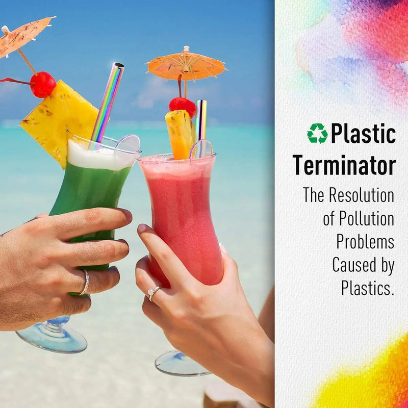 Dideli, platūs daugkartinio naudojimo metaliniai kokteilių šiaudeliai, daugkartinio naudojimo, ekologiški 304 nerūdijančio plieno Boba burbuliukai, skirti baro gėrimo priedui