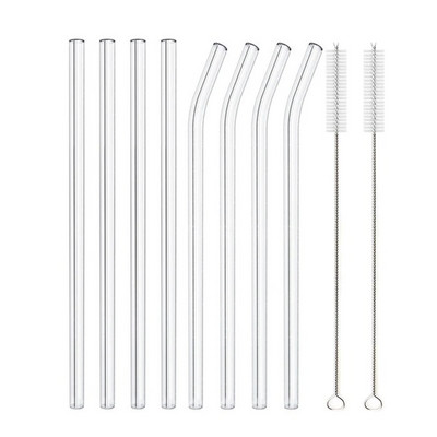 20cmx8mm skaidraus stiklo šiaudeliai kokteiliams kokteiliams gėrimo šiaudeliai daugkartinio naudojimo ekologiški šiaudeliai gėrimų baro baro vakarėlio priedas