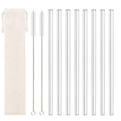 20cmx8mm skaidraus stiklo šiaudeliai kokteiliams kokteiliams gėrimo šiaudeliai daugkartinio naudojimo ekologiški šiaudeliai gėrimų baro baro vakarėlio priedas