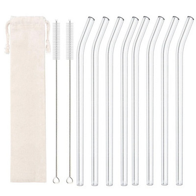 20cmx8mm skaidraus stiklo šiaudeliai kokteiliams kokteiliams gėrimo šiaudeliai daugkartinio naudojimo ekologiški šiaudeliai gėrimų baro baro vakarėlio priedas