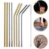 Rainbow värvi korduvkasutatavate metallist õlgede komplekt koos puhastusharjaga 304 roostevabast terasest joogikõrrest piimast jooginõud baari peotarvikuga