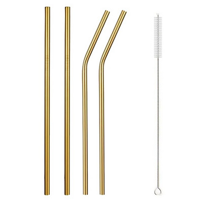 Rainbow värvi korduvkasutatavate metallist õlgede komplekt koos puhastusharjaga 304 roostevabast terasest joogikõrrest piimast jooginõud baari peotarvikuga