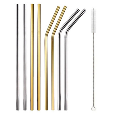 Rainbow värvi korduvkasutatavate metallist õlgede komplekt koos puhastusharjaga 304 roostevabast terasest joogikõrrest piimast jooginõud baari peotarvikuga