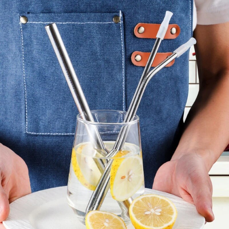 Rainbow värvi korduvkasutatavate metallist õlgede komplekt koos puhastusharjaga 304 roostevabast terasest joogikõrrest piimast jooginõud baari peotarvikuga