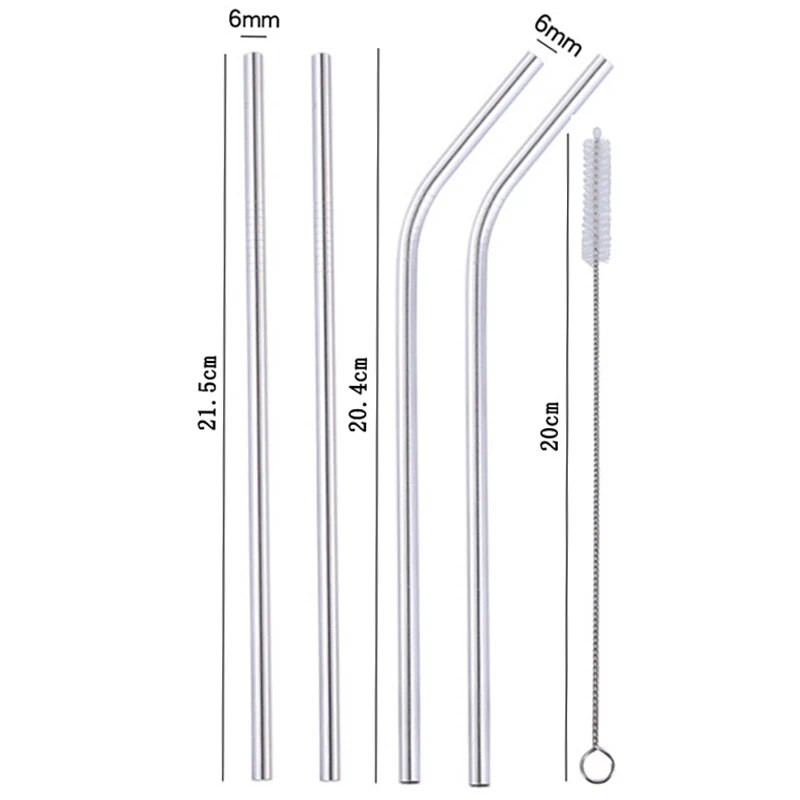 Rainbow värvi korduvkasutatavate metallist õlgede komplekt koos puhastusharjaga 304 roostevabast terasest joogikõrrest piimast jooginõud baari peotarvikuga
