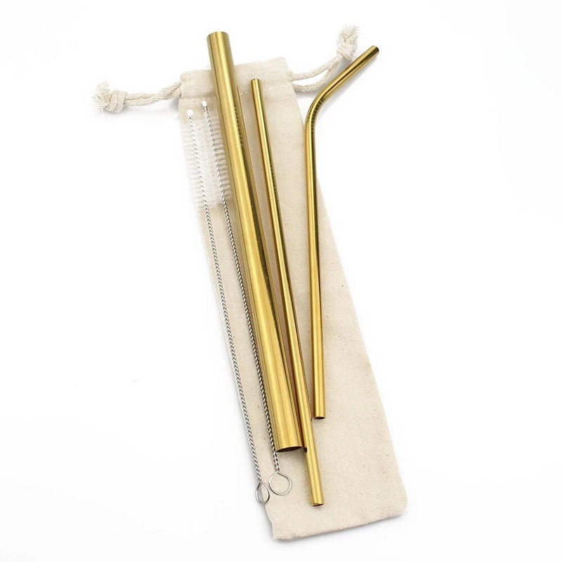 304 καλαμάκια από ανοξείδωτο ατσάλι, επαναχρησιμοποιήσιμα καλαμάκια για μπύρα, χυμό φρούτων, ποτό από ανοξείδωτο ατσάλι, μεταλλικά καλαμάκια + αξεσουάρ βούρτσας+τσάντας