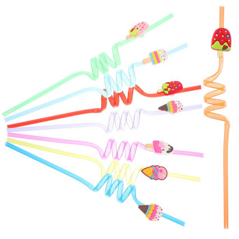 8 τμχ Styling Straw Drinking Straws Διακοσμητικό ποτό Juice Toy Party Curly Cartoon Designed Decorate Twisted