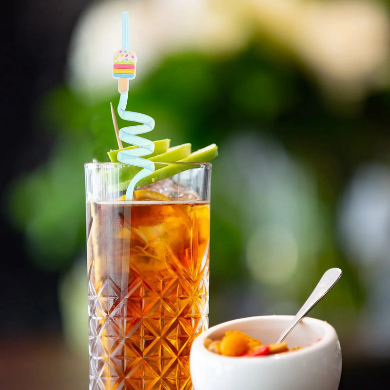 8 tk Stiilimisõled Joogikõrred Dekoratiivne Jook Mahl Mänguasjapidu Lokkis multikas Kujundatud Kaunistamine Keeruline