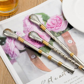 Geriamasis šiaudelis Yerba Mate arbatos šaukštelis Gėrimų indai Nerūdijančio plieno Daugkartinio naudojimo šiaudeliai Metaliniai plaunami arbatos filtrai Kokteilių gėrimų baras