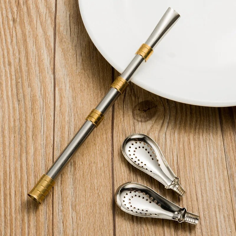 Geriamasis šiaudelis Yerba Mate arbatos šaukštelis Gėrimų indai Nerūdijančio plieno Daugkartinio naudojimo šiaudeliai Metaliniai plaunami arbatos filtrai Kokteilių gėrimų baras