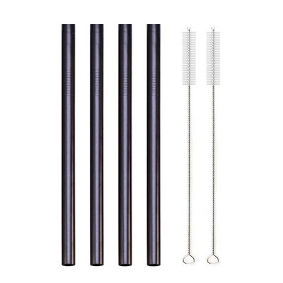 4 τμχ 304 καλαμάκι από ανοξείδωτο χάλυβα επαναχρησιμοποιήσιμα μεταλλικά καλαμάκια Σετ 12mm διάμετρο Bubble Tea Milkshake Drinking Boba Straw με 2 τεμ.