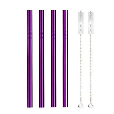 4 τμχ 304 καλαμάκι από ανοξείδωτο χάλυβα επαναχρησιμοποιήσιμα μεταλλικά καλαμάκια Σετ 12mm διάμετρο Bubble Tea Milkshake Drinking Boba Straw με 2 τεμ.