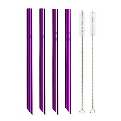 4 τμχ 304 καλαμάκι από ανοξείδωτο χάλυβα επαναχρησιμοποιήσιμα μεταλλικά καλαμάκια Σετ 12mm διάμετρο Bubble Tea Milkshake Drinking Boba Straw με 2 τεμ.