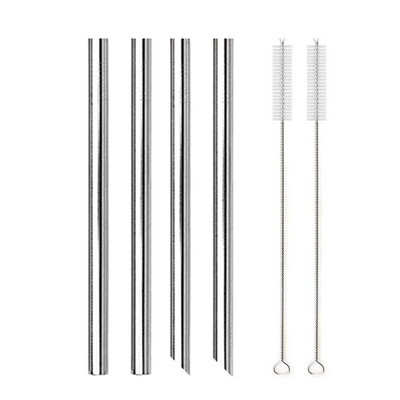 4 τμχ 304 καλαμάκι από ανοξείδωτο χάλυβα επαναχρησιμοποιήσιμα μεταλλικά καλαμάκια Σετ 12mm διάμετρο Bubble Tea Milkshake Drinking Boba Straw με 2 τεμ.