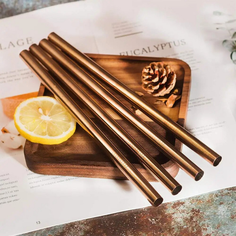 4 τμχ 304 καλαμάκι από ανοξείδωτο χάλυβα επαναχρησιμοποιήσιμα μεταλλικά καλαμάκια Σετ 12mm διάμετρο Bubble Tea Milkshake Drinking Boba Straw με 2 τεμ.