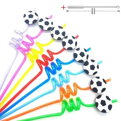 8 vnt 26 cm animacinių filmų vienaragiai / gaisrinis automobilis / automobilis / Havajų paplūdimio plastikiniai gėrimo šiaudeliai Daugkartiniai spiraliniai šiaudeliai Vaikų gimtadienio dekoras