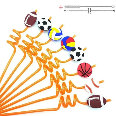 8 vnt 26 cm animacinių filmų vienaragiai / gaisrinis automobilis / automobilis / Havajų paplūdimio plastikiniai gėrimo šiaudeliai Daugkartiniai spiraliniai šiaudeliai Vaikų gimtadienio dekoras