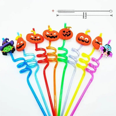 8 vnt 26 cm animacinių filmų vienaragiai / gaisrinis automobilis / automobilis / Havajų paplūdimio plastikiniai gėrimo šiaudeliai Daugkartiniai spiraliniai šiaudeliai Vaikų gimtadienio dekoras