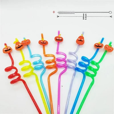 8 vnt 26 cm animacinių filmų vienaragiai / gaisrinis automobilis / automobilis / Havajų paplūdimio plastikiniai gėrimo šiaudeliai Daugkartiniai spiraliniai šiaudeliai Vaikų gimtadienio dekoras