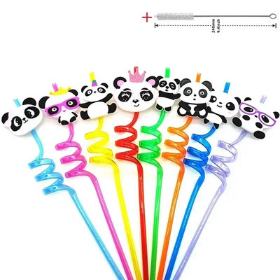 8 vnt 26 cm animacinių filmų vienaragiai / gaisrinis automobilis / automobilis / Havajų paplūdimio plastikiniai gėrimo šiaudeliai Daugkartiniai spiraliniai šiaudeliai Vaikų gimtadienio dekoras