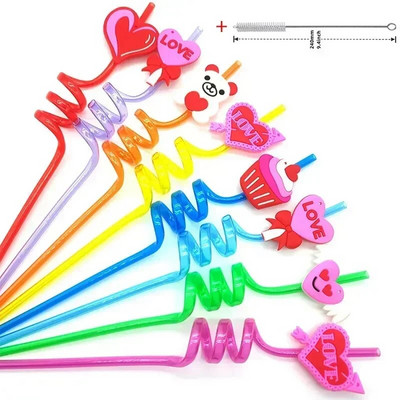 8 vnt 26 cm animacinių filmų vienaragiai / gaisrinis automobilis / automobilis / Havajų paplūdimio plastikiniai gėrimo šiaudeliai Daugkartiniai spiraliniai šiaudeliai Vaikų gimtadienio dekoras