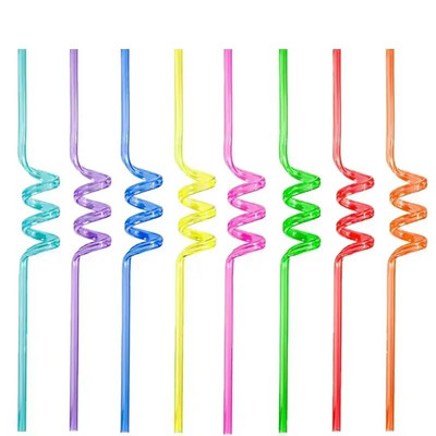 8 vnt 26 cm animacinių filmų vienaragiai / gaisrinis automobilis / automobilis / Havajų paplūdimio plastikiniai gėrimo šiaudeliai Daugkartiniai spiraliniai šiaudeliai Vaikų gimtadienio dekoras