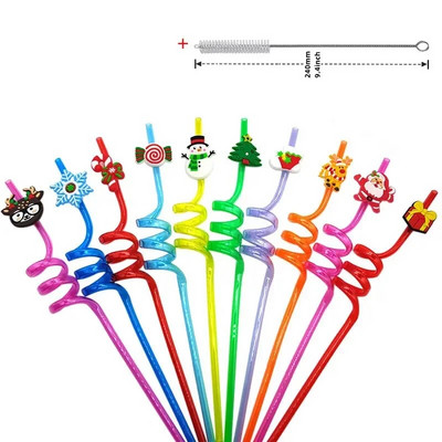 8 vnt 26 cm animacinių filmų vienaragiai / gaisrinis automobilis / automobilis / Havajų paplūdimio plastikiniai gėrimo šiaudeliai Daugkartiniai spiraliniai šiaudeliai Vaikų gimtadienio dekoras