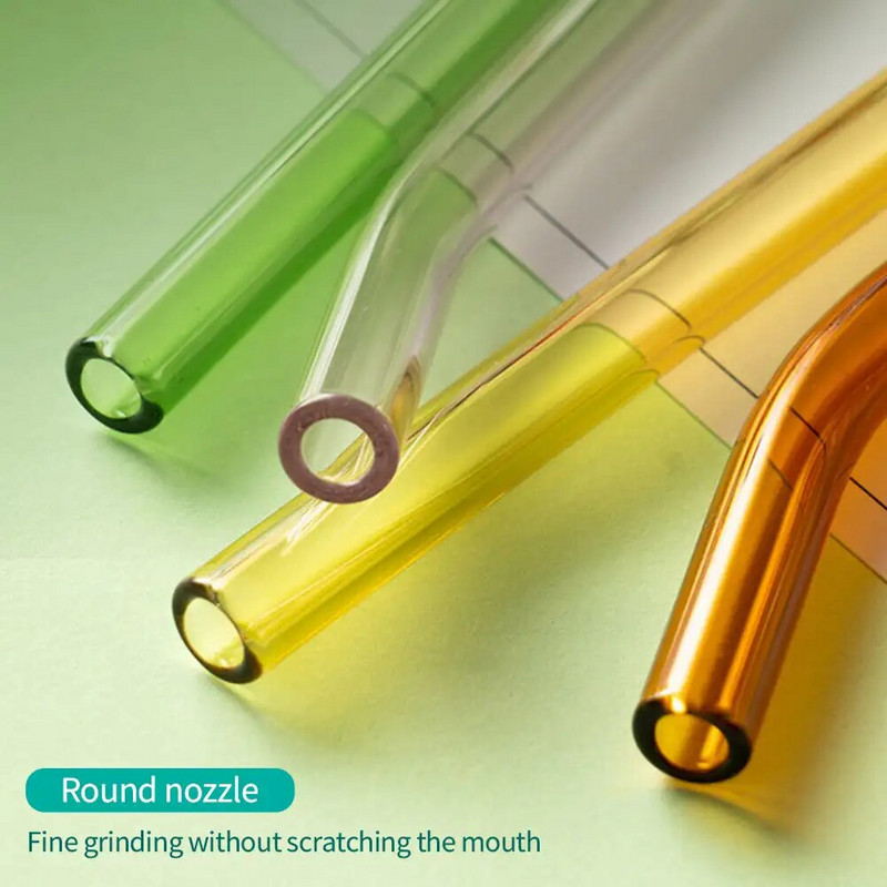 Daugkartinio naudojimo skaidraus stiklo šiaudeliai Ekologiški karščiui atsparūs didelio borosilikato geriamieji šiaudeliai, skirti sultims, pieno, kavos barų gėrimams