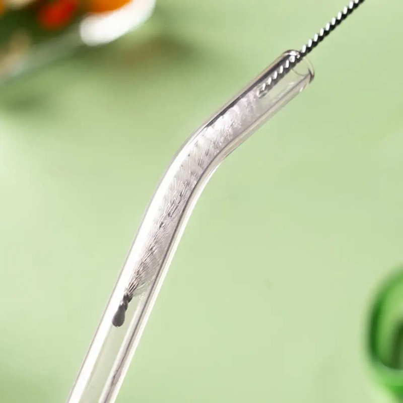 Daugkartinio naudojimo skaidraus stiklo šiaudeliai Ekologiški karščiui atsparūs didelio borosilikato geriamieji šiaudeliai, skirti sultims, pieno, kavos barų gėrimams