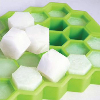 Creative 37 Cavity Honeycomb Ice Cube Maker Επαναχρησιμοποιήσιμοι Δίσκοι σιλικόνης Ice Cube Mold Καλούπι πάγου χωρίς BPA με αφαιρούμενα καπάκια