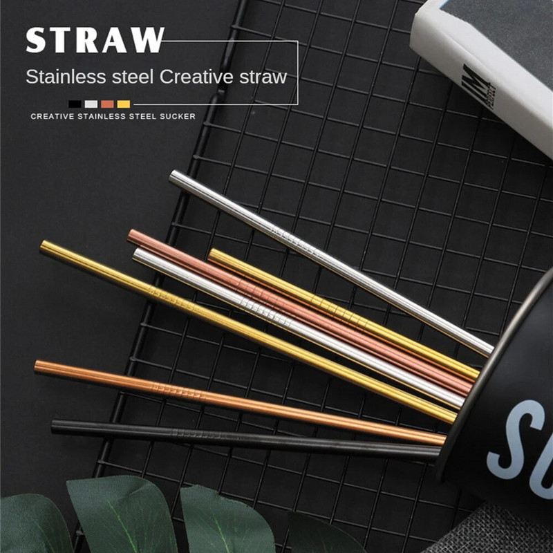 Gėrimo vamzdelis vaivorykštės spalva Creative Juoda/sidabrinė/auksinė/rožinė auksinė 304 nerūdijančio plieno gėrimų reikmenys sulčių šiaudeliai, daugkartinio naudojimo