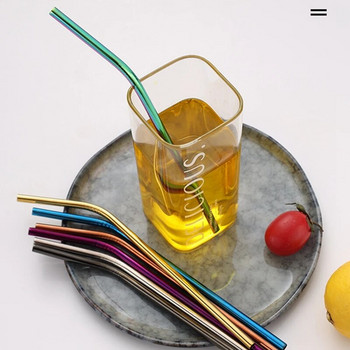 304 сламки от неръждаема стомана Rainbow Bubble Tea Boba сламки за пиене Метални сламки за многократна употреба за парти аксесоар за бар за коктейлни сокове