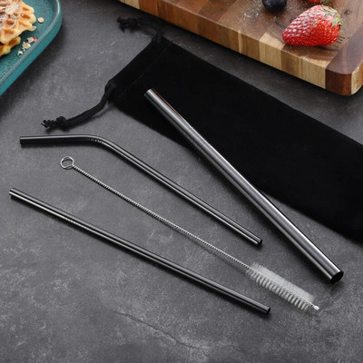 304 Nerūdijančio plieno šiaudeliai vaivorykštės burbulų arbatos Boba gėrimo šiaudeliai Daugkartiniai metaliniai šiaudeliai kokteilių sulčių baro vakarėliui