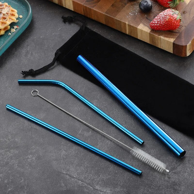 304 Nerūdijančio plieno šiaudeliai vaivorykštės burbulų arbatos Boba gėrimo šiaudeliai Daugkartiniai metaliniai šiaudeliai kokteilių sulčių baro vakarėliui