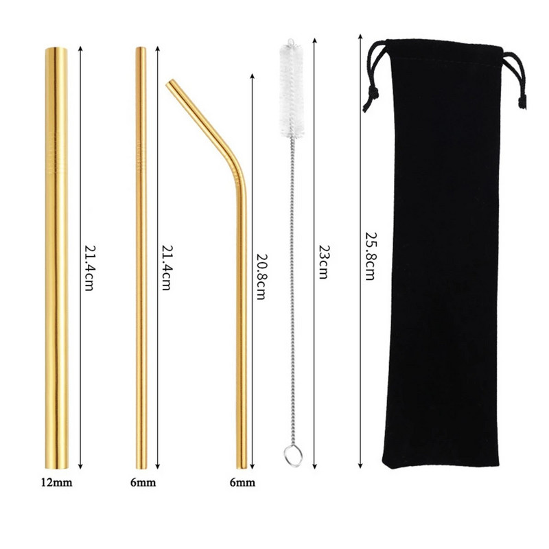 304 Nerūdijančio plieno šiaudeliai vaivorykštės burbulų arbatos Boba gėrimo šiaudeliai Daugkartiniai metaliniai šiaudeliai kokteilių sulčių baro vakarėliui