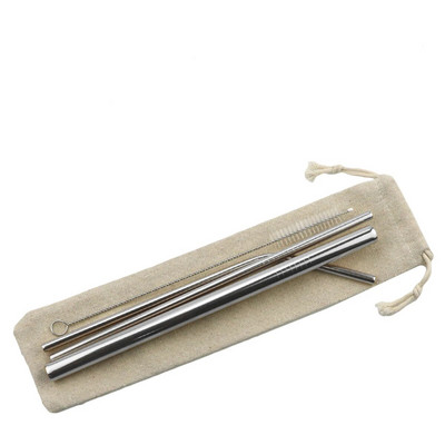 Daugkartinio naudojimo metaliniai gėrimo šiaudeliai 304 nerūdijantis plienas, tvirtas išlenktas tiesus gėrimų šiaudelis su valymo šepetėlio juosta vakarėlio priedu