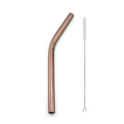 Daugkartinio naudojimo metaliniai gėrimo šiaudeliai 304 nerūdijantis plienas, tvirtas išlenktas tiesus gėrimų šiaudelis su valymo šepetėlio juosta vakarėlio priedu