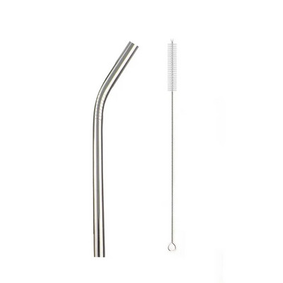 Daugkartinio naudojimo metaliniai gėrimo šiaudeliai 304 nerūdijantis plienas, tvirtas išlenktas tiesus gėrimų šiaudelis su valymo šepetėlio juosta vakarėlio priedu