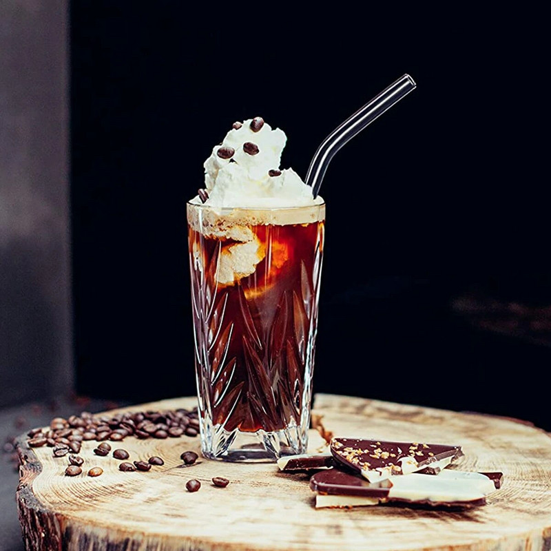 6 τεμ. 3 μεγεθών γυάλινα καλαμάκια Επαναχρησιμοποιήσιμα καλαμάκια πόσιμου για κοκτέιλ Smoothies Διάφανα φιλικά προς το περιβάλλον μακριά μπουκάλια Γυάλινα καλαμάκια