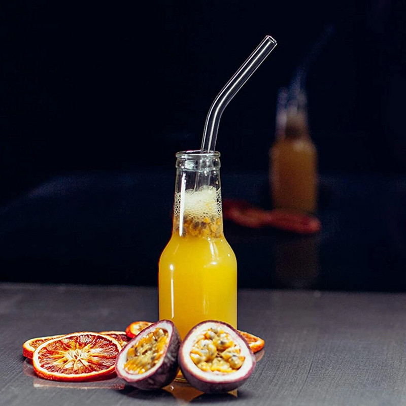 6 τεμ. 3 μεγεθών γυάλινα καλαμάκια Επαναχρησιμοποιήσιμα καλαμάκια πόσιμου για κοκτέιλ Smoothies Διάφανα φιλικά προς το περιβάλλον μακριά μπουκάλια Γυάλινα καλαμάκια