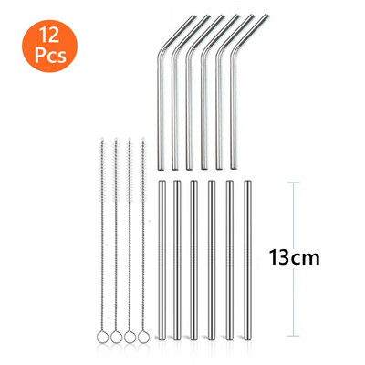 13/16 cm trumpi 304 nerūdijančio plieno šiaudeliai Metaliniai šiaudeliai Daugkartiniai gėrimo šiaudeliai kokteilių baro vakarėliui Ekologiški gėrimų indai